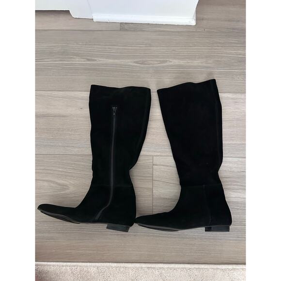 DELMAN Black Suede Flat Boots with Zipper size 5 - Picture 5 of 10